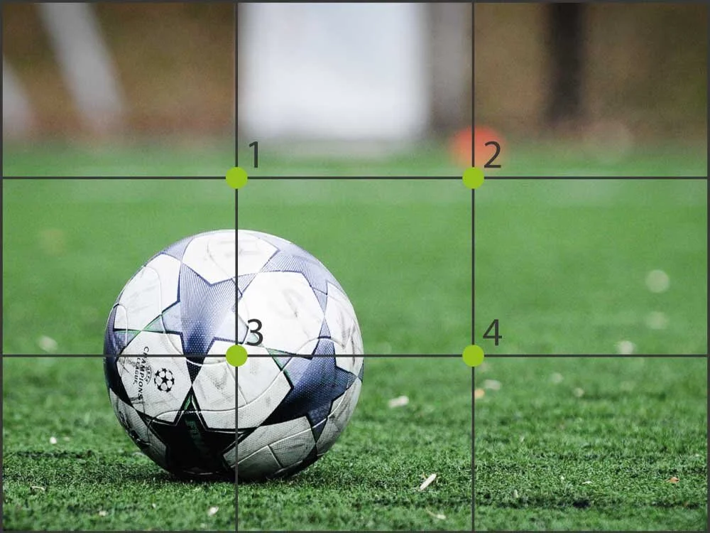  Der Fußball ist nach der 2/3-Regel im Bild auf Punkt 3 platziert (Photo by  Daniel Norin  on  Unsplash ) 