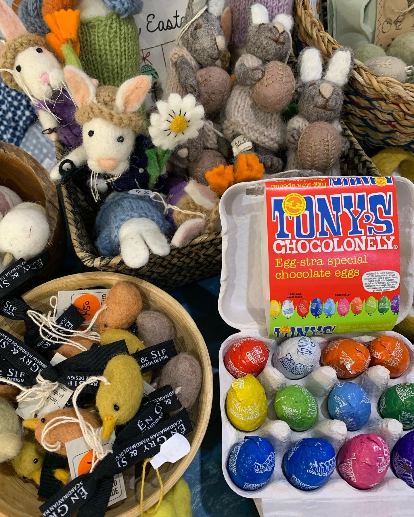 Easter weekend will soon be here - we have lots of Easter bits and bobs - fire up your imagination! #easterdecorations #fairtrade #felt #handmade #tonyschocolonely #easter unmixed #easterchicks #eastereggs