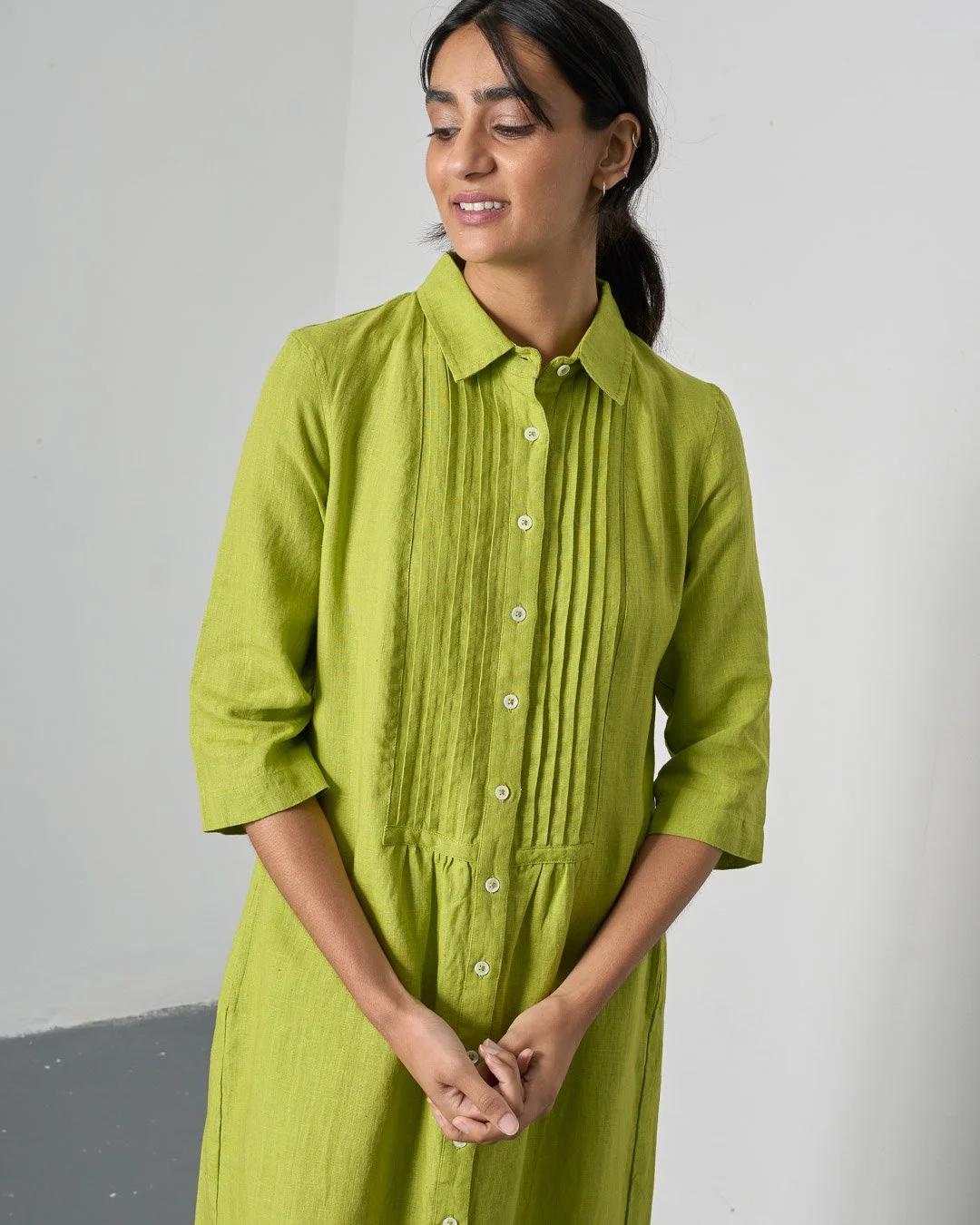 BIBICO Lucy midi dress - Linen citronelle