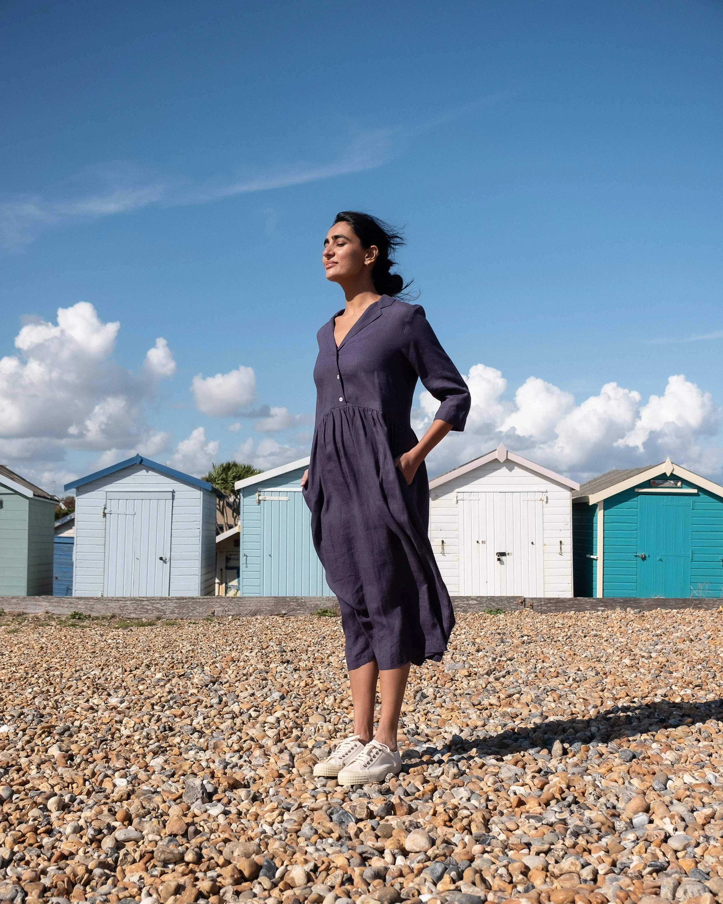 BIBICO Lily long dress - Navy Linen