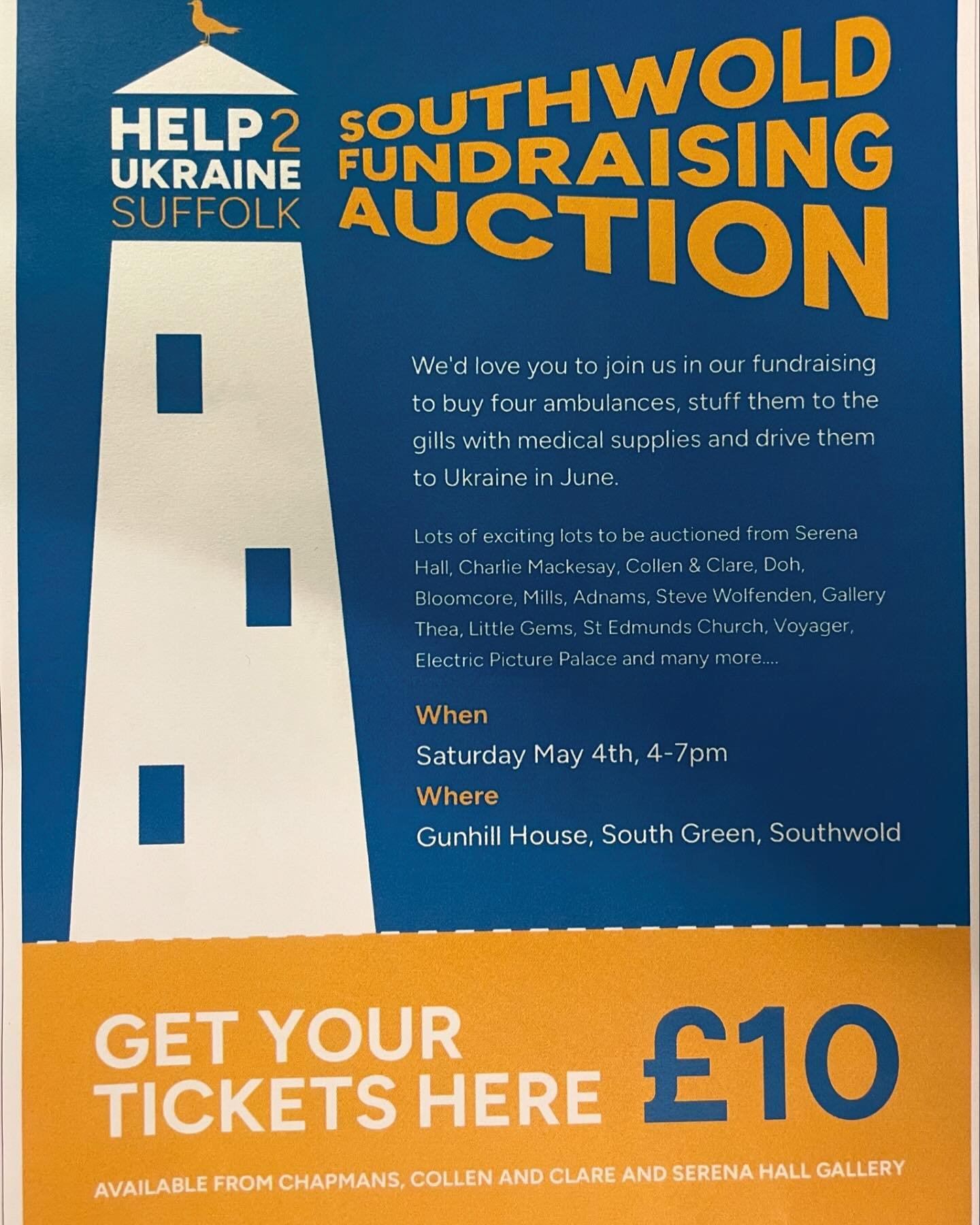 We have tickets for this fundraising auction. Buy a ticket and come along, raise some funds for a good cause. Sat May 4th 4-7pm. Some fantastic lots available