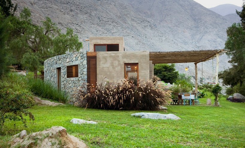 Modern stone and adobe house in Peru