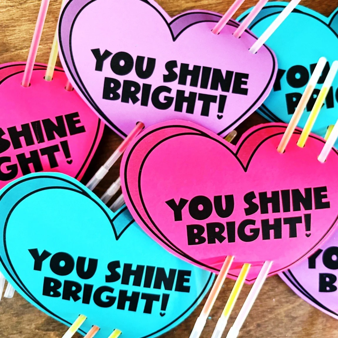 Valentine Cards for Glow Sticks