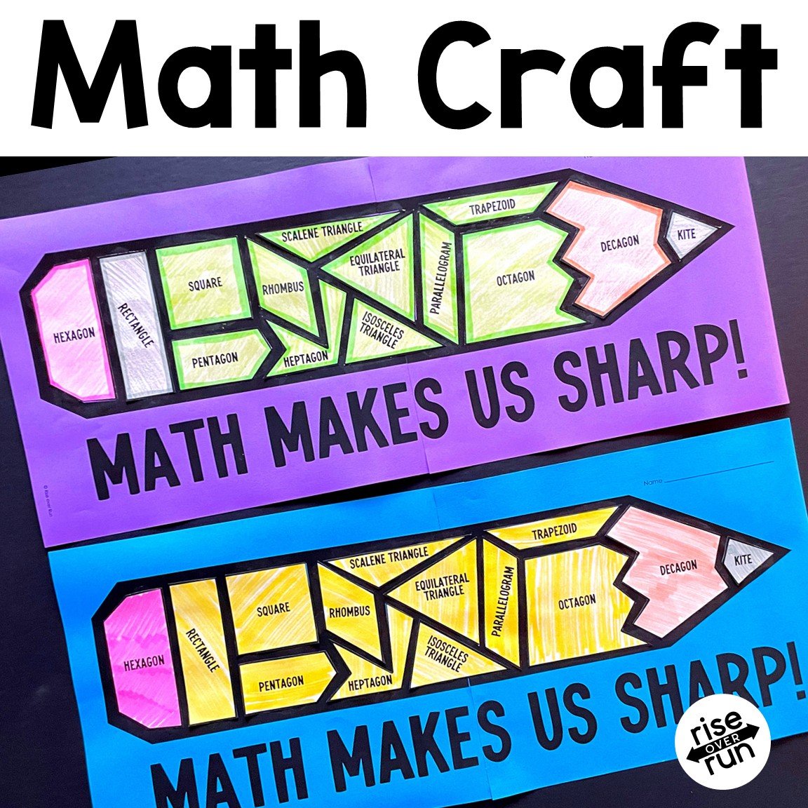 math craft with pencil made of shapes