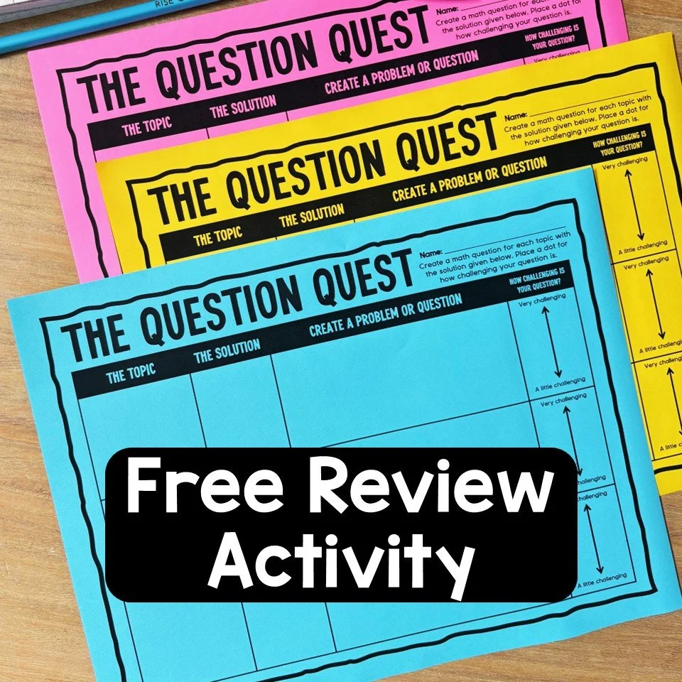 Free Review activity for math by Rise over Run