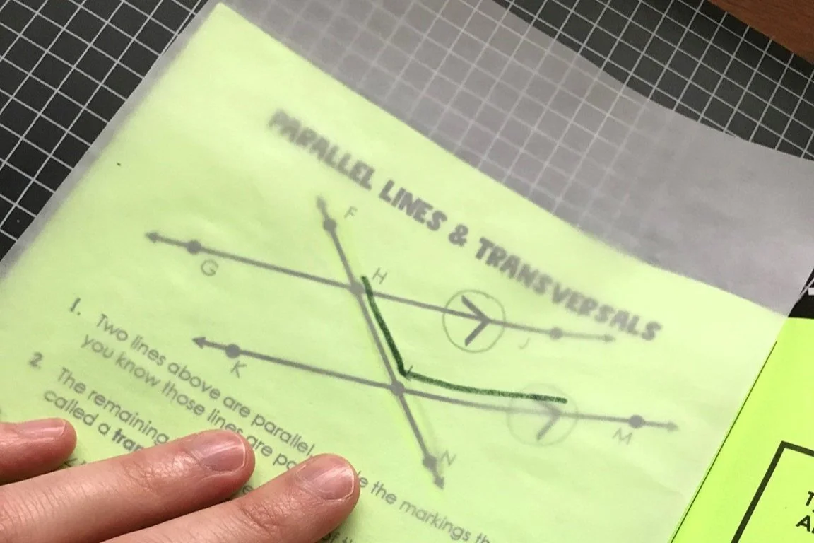 parallel lines cut by a transversal angle activity with tracing paper