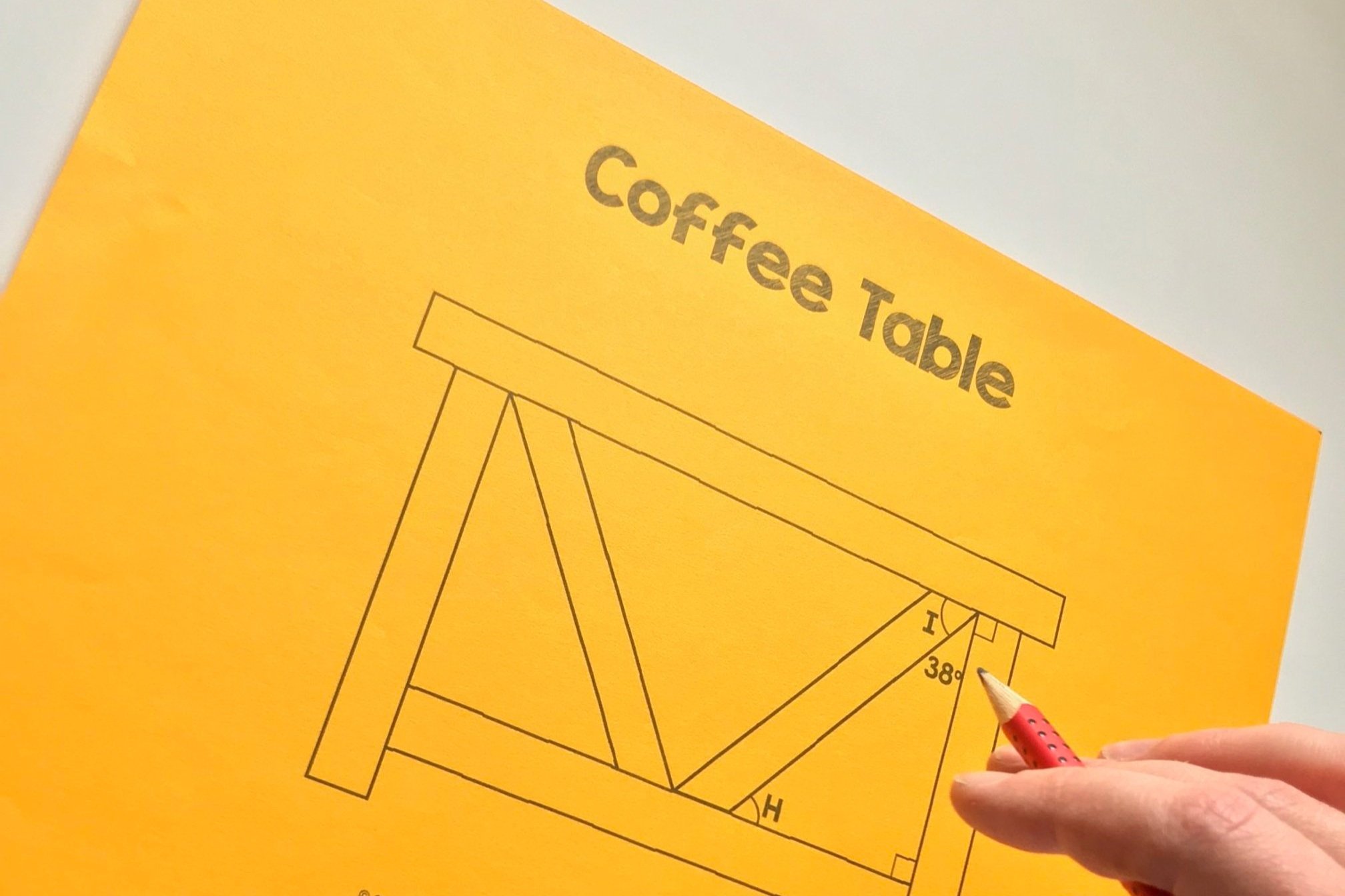 Angle relationships activity with a coffee table image