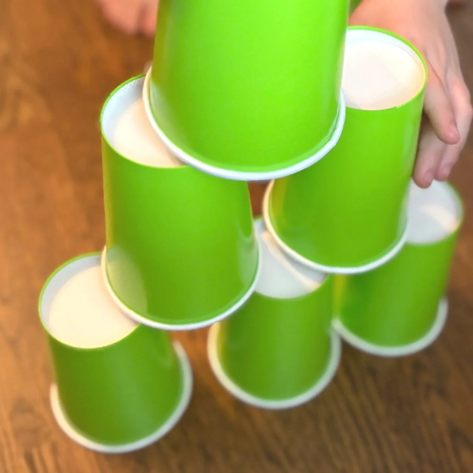 cups stacks in a pyramid