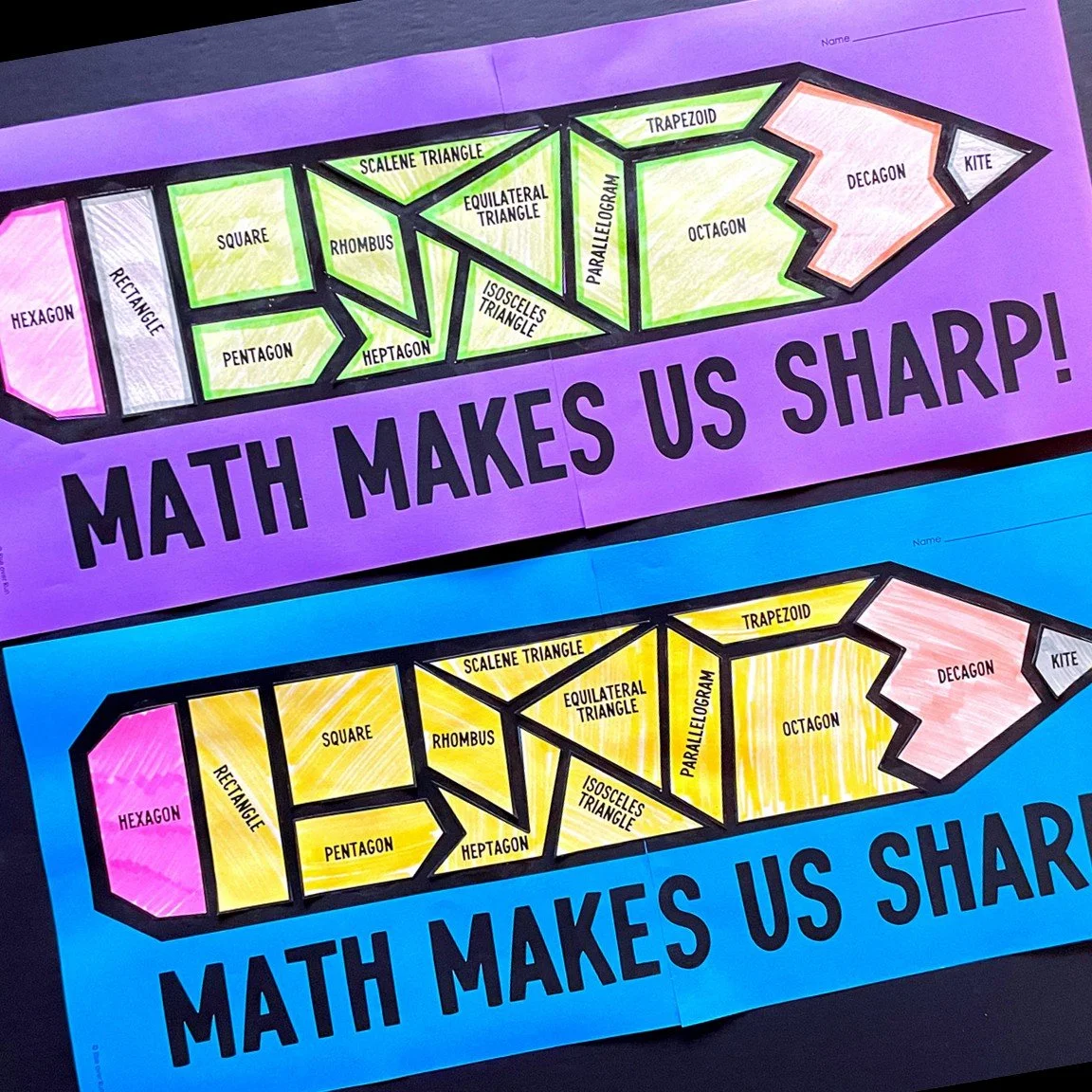 math craft with a pencil made of polygons
