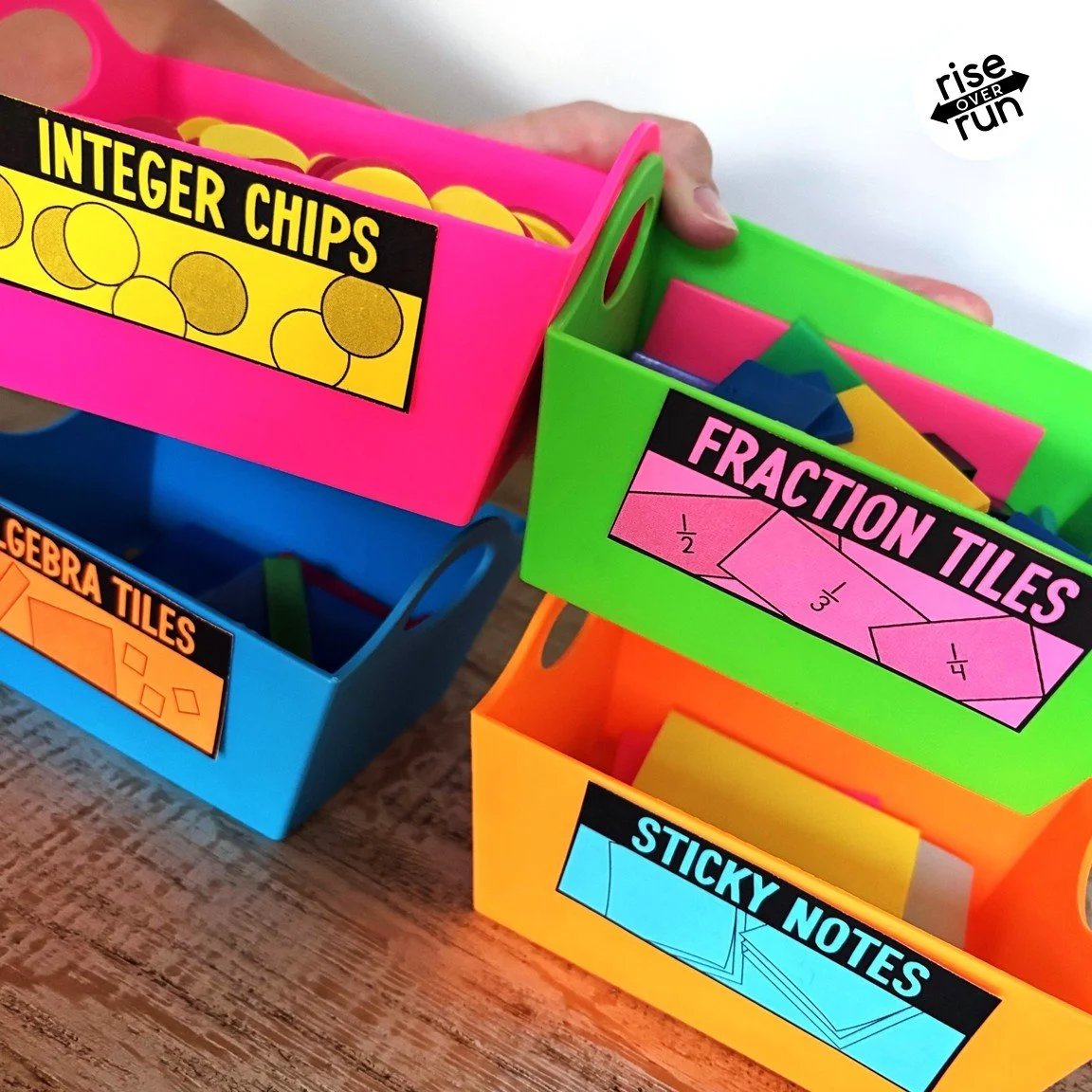 math classroom supplies with labels