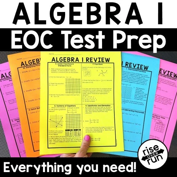 Algebra 1 EOC Test Prep Pack from Rise over Run