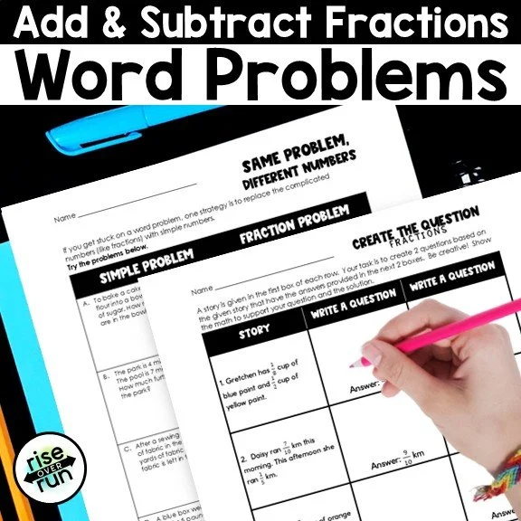 fraction word problems activity