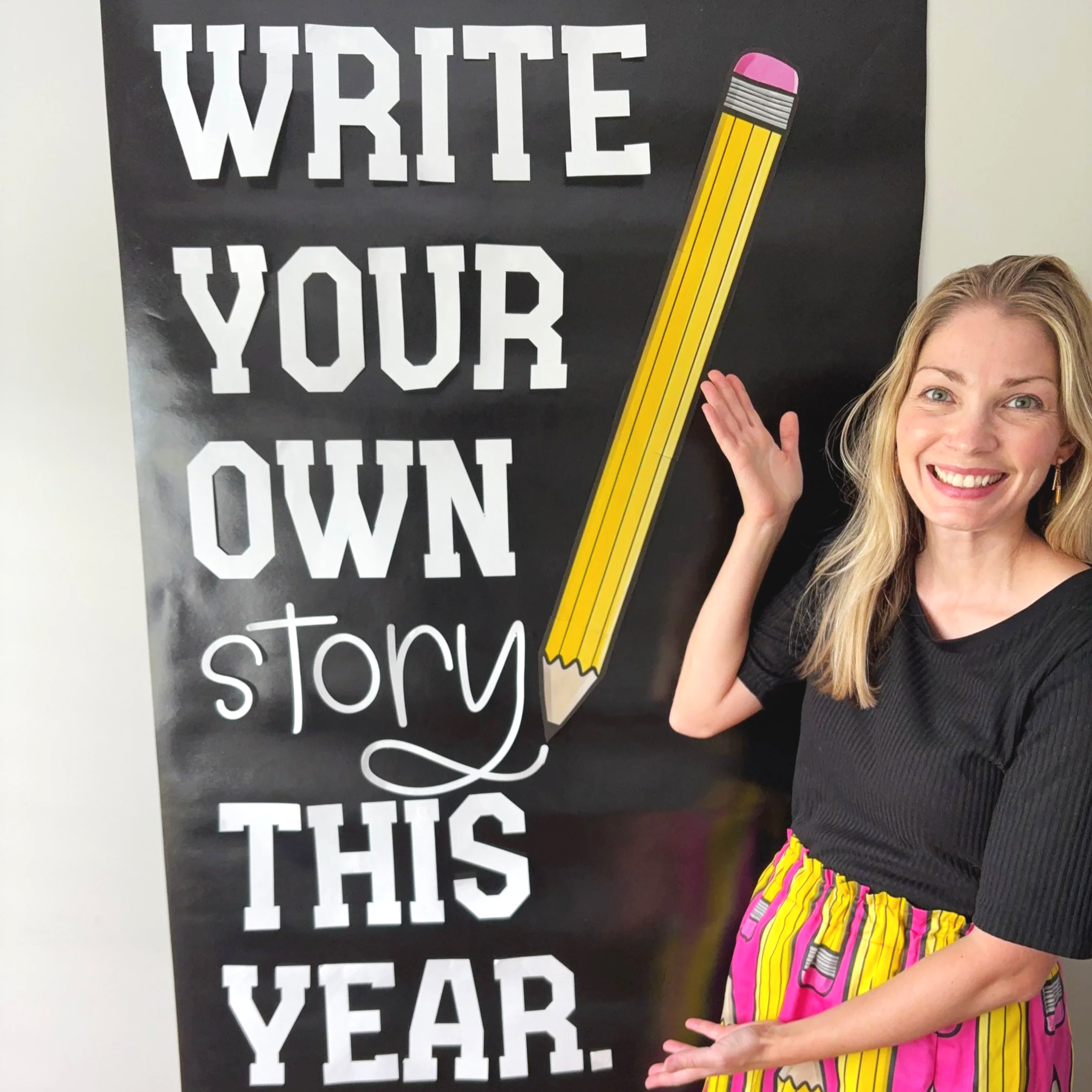 Classroom door decoration with pencil