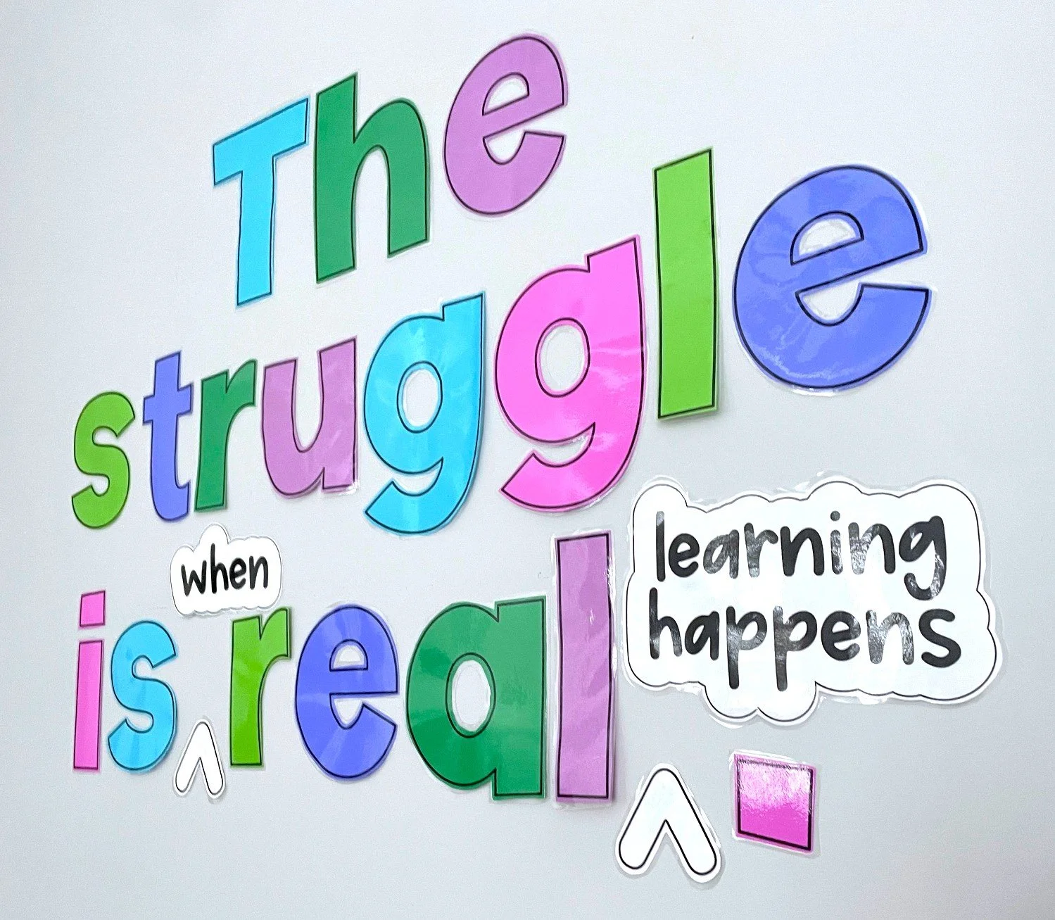 Classroom decoration that says the struggle is when real learning happens