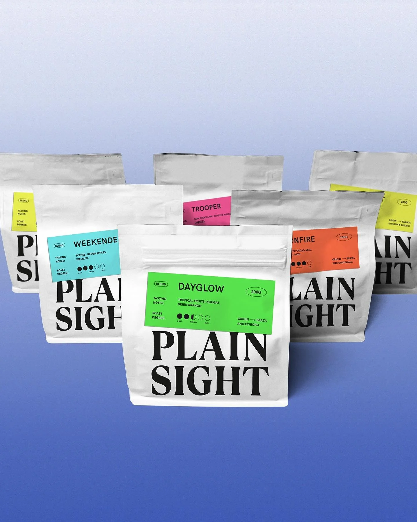 From packaging to social media and website integration, the result was a refreshed identity that elevated @plainsightcoffee from a coffee supplier to a full-fledged brand: fresh, playful, and built to last. 💙
