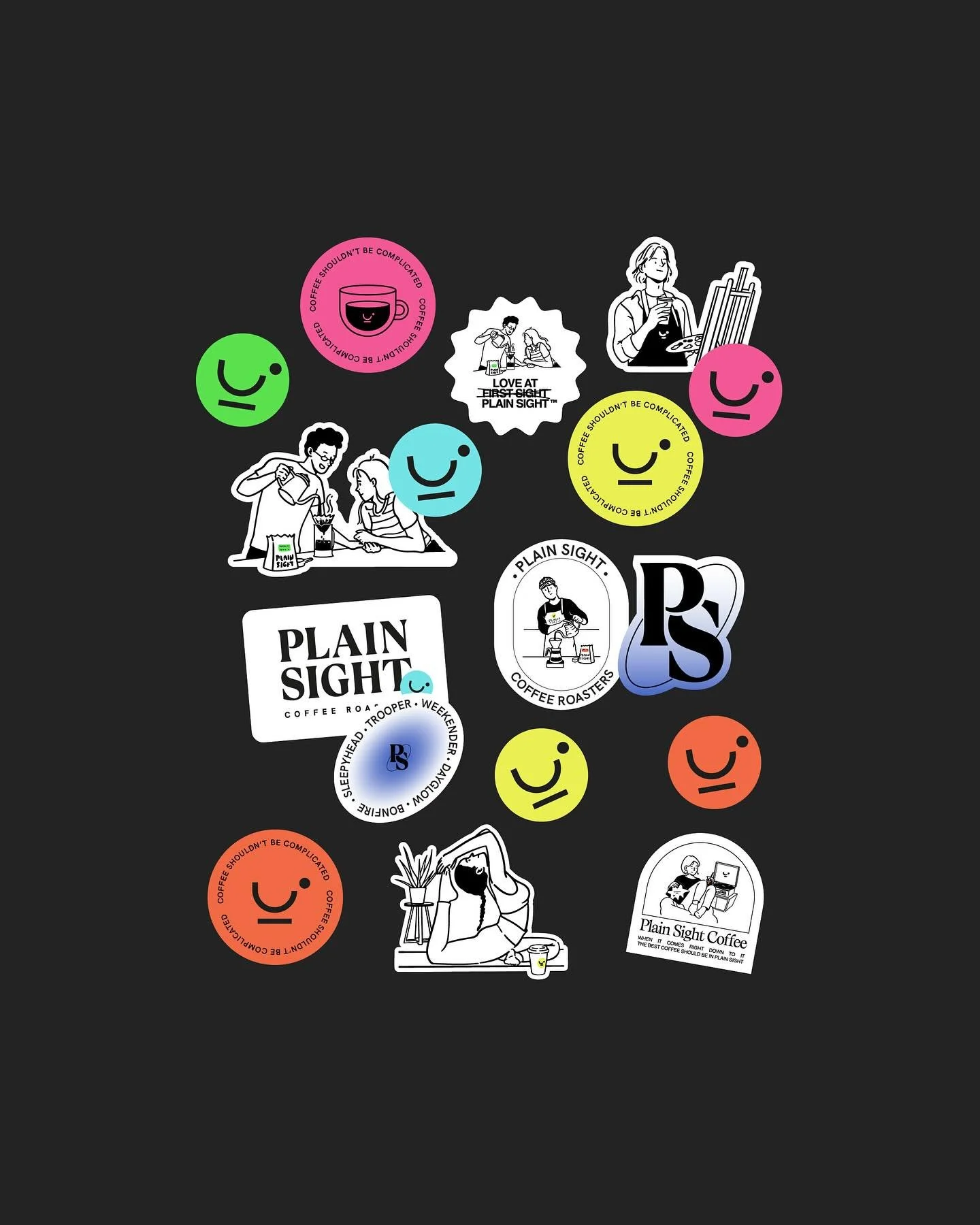 We developed a visual identity for @plainsightcoffee that moved beyond the familiar coffee aesthetic-one that felt fresh, playful, and adaptable as the brand evolved into a broader lifestyle offering. 

This direction also served as the foundation as