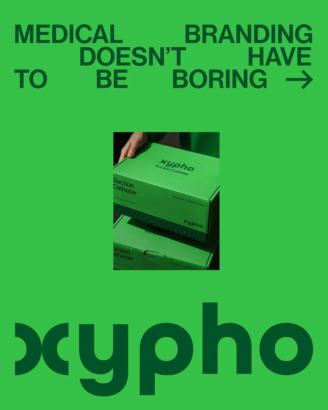 In a sea of uninspired branding, why add to the clutter?

When E. Mendez Medical approached us to create Xypho, we saw an opportunity to rethink medical packaging, making it distinctive yet grounded in function. 

A bold green over the expected teal 