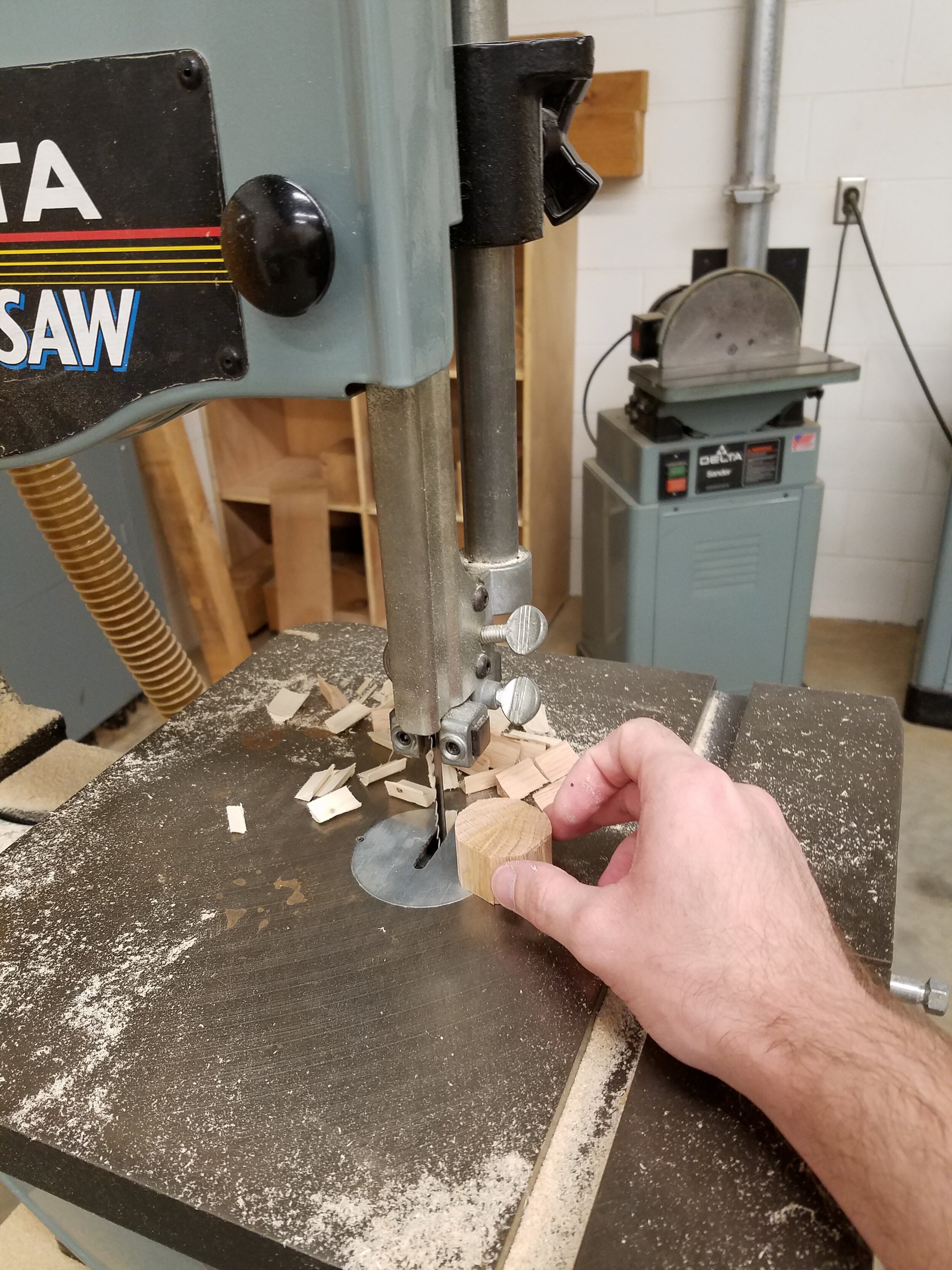  Handle blanks were cut on the band saw. 