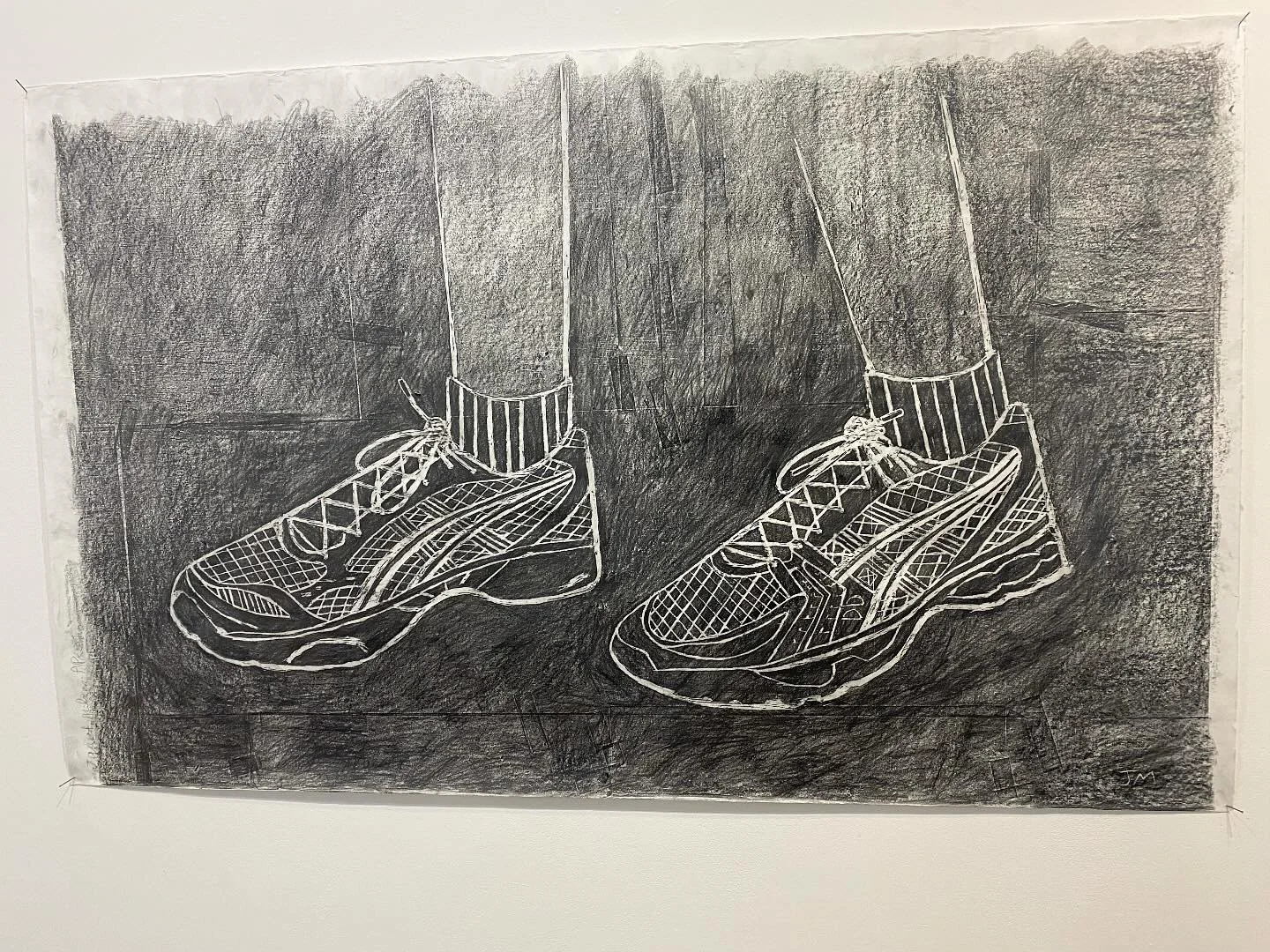 &lsquo;A pair of Trainers&rsquo;.. says it all.. All over the shop.. graphite on Japanese paper.. &lsquo;How would you like it if I did that to you&rsquo; @project78gallery until July 19th.. #selfportait