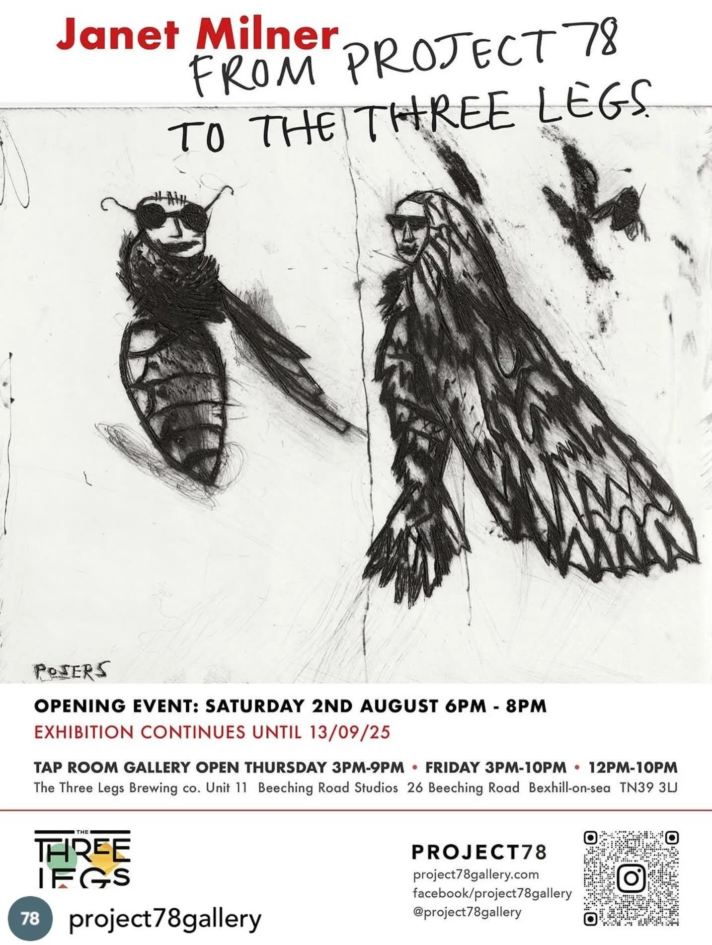 @project78gallery We are excited to announce a collaboration with The Three Legs Brewing Co. We are curating a series of exhibitions at their tap room in the creative quarter of Bexhill first up . . . 

Janet Milner
FROM PROJECT 78 TO THE THREE LEGS
