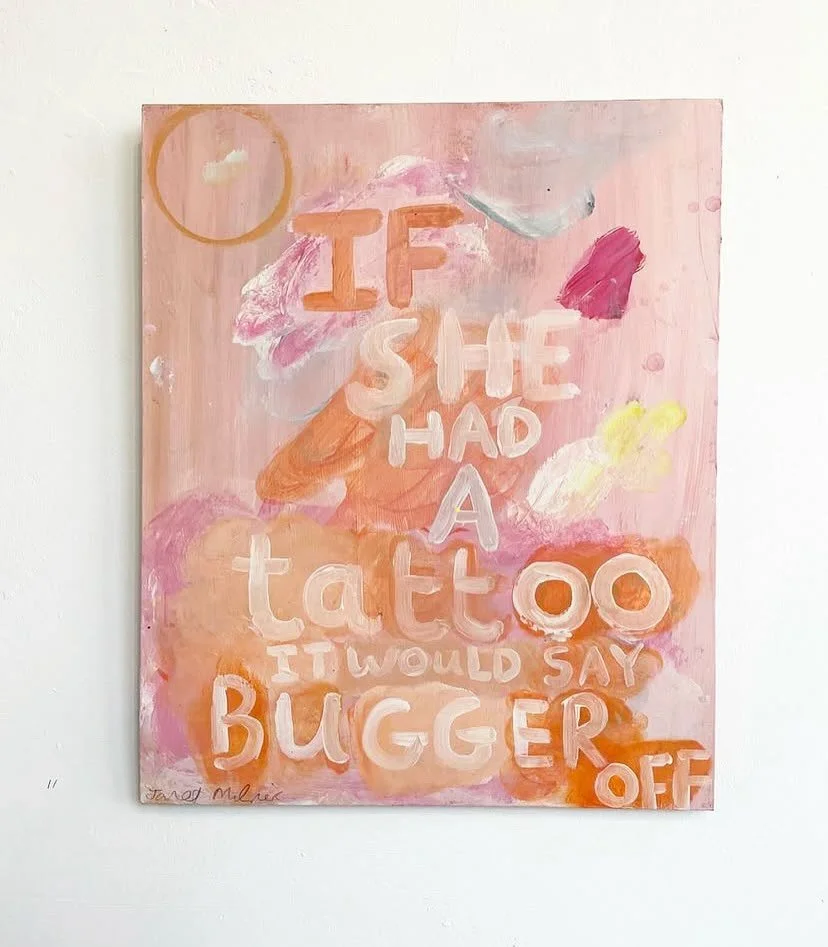 So happy that my painting &lsquo;Tattoo&rsquo; sold last night at the Rye Society of Artists Private View @ryeartists #acrylicpaintings #buggeroff #tattoo