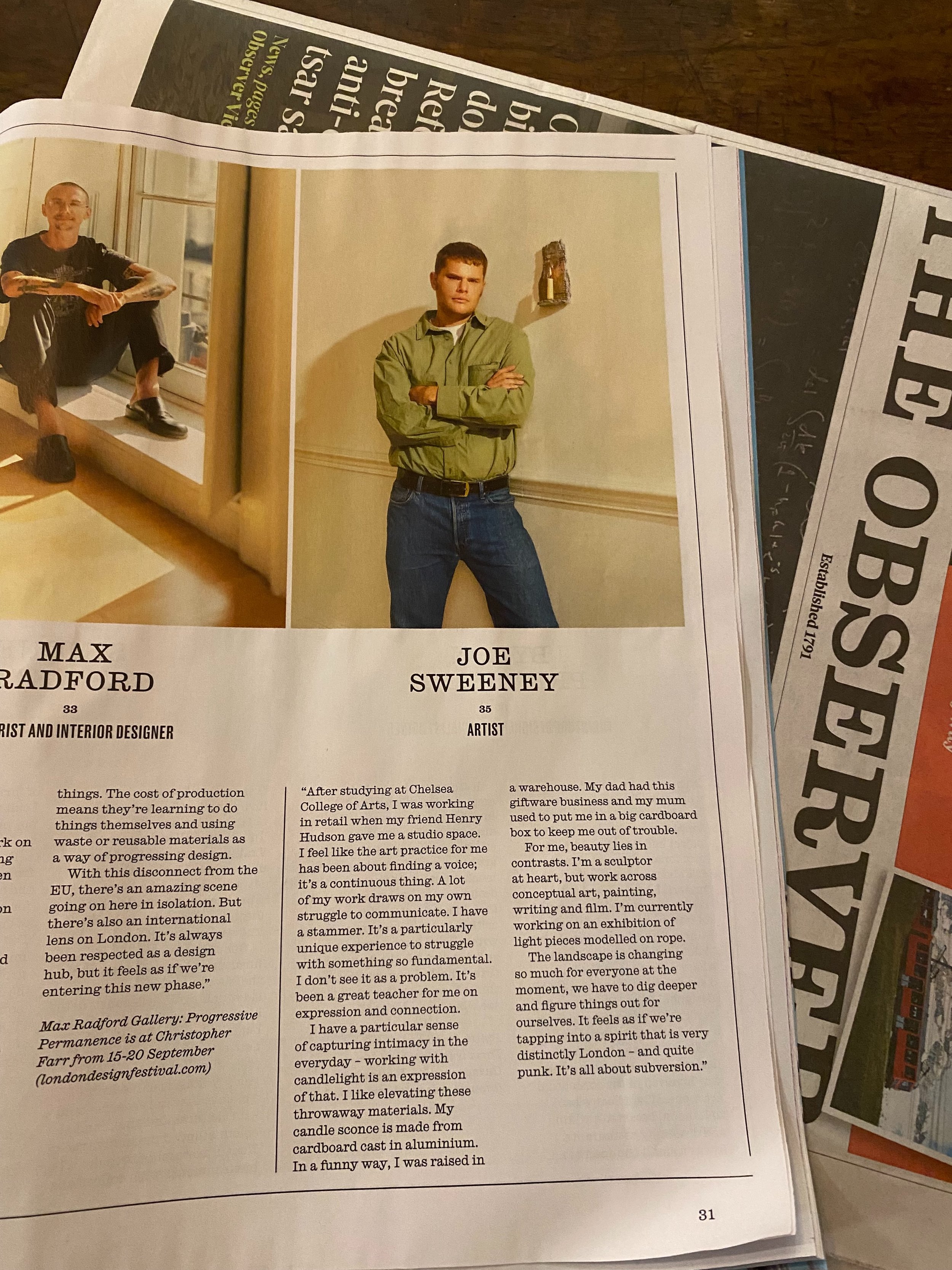 Our Joe in the Observer magazine today 😘