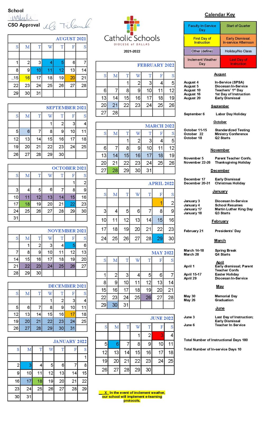 Fwisd Calendar 2022 Olph 2021-22 School Calendar — Our Lady Of Perpetual Help Catholic School