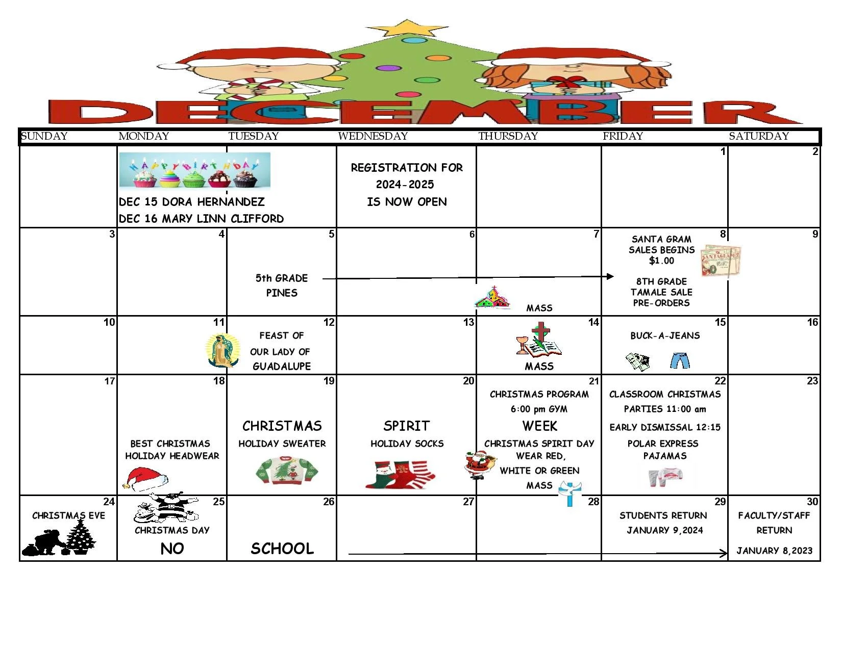 OLPH Monthly Activity Calendar — Our Lady of Perpetual Help Catholic School