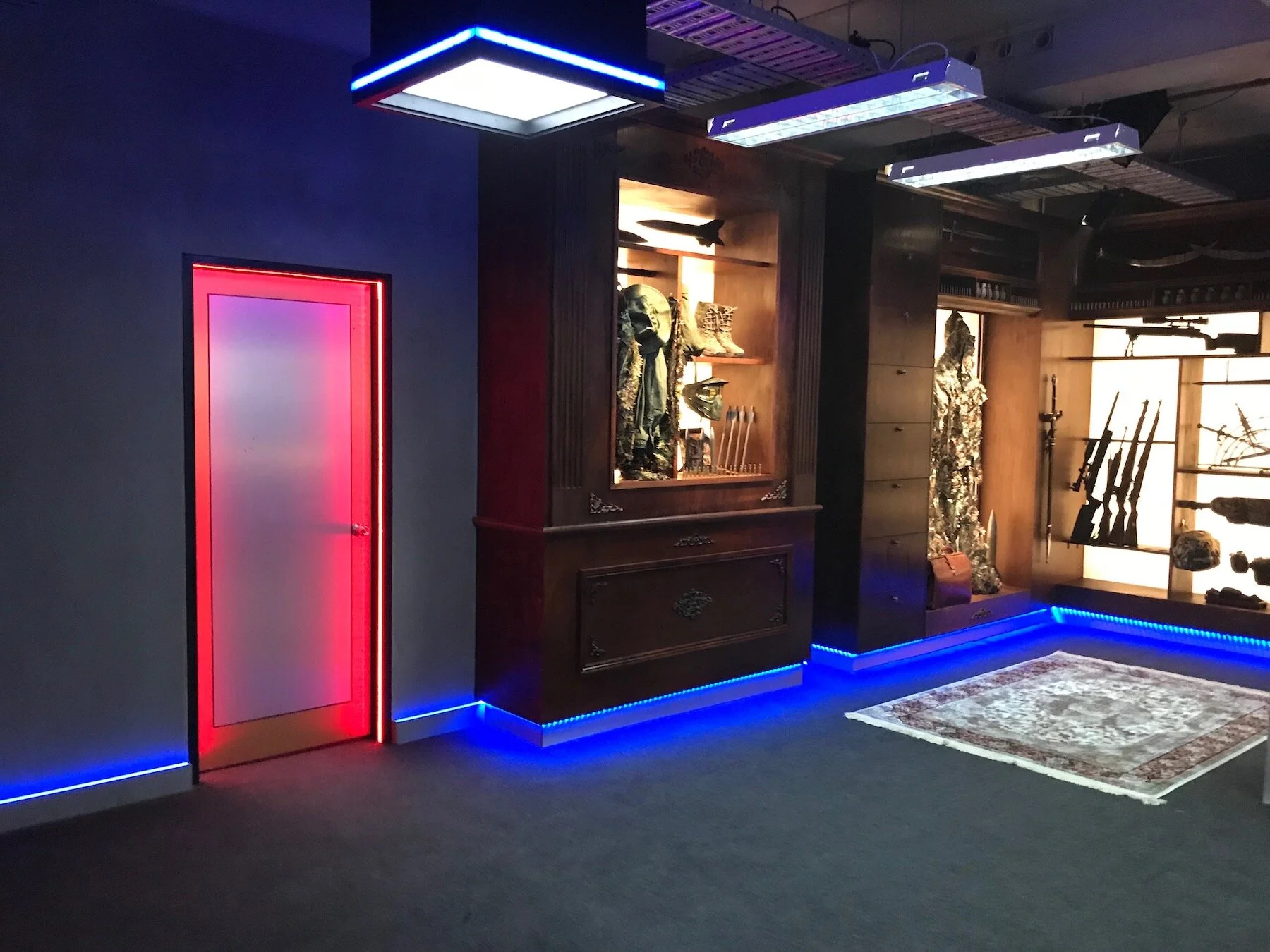 Surveillance Room set build in the basement of the clubhouse