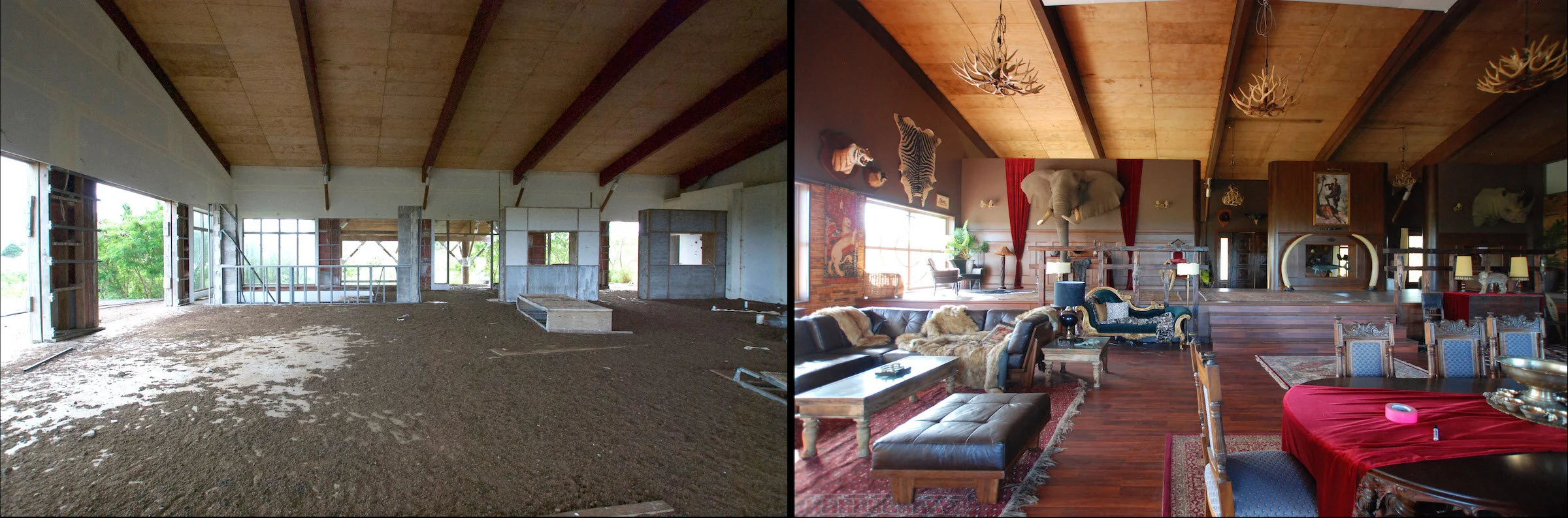 Declan's Mansion Before & After production design and set dec.