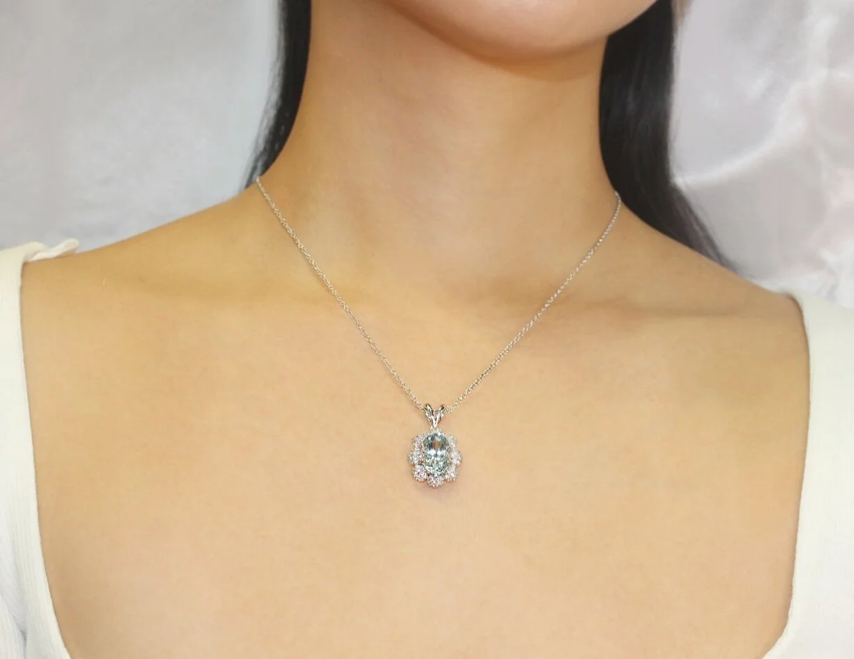 Leilani Aquamarine White Gold Necklace
