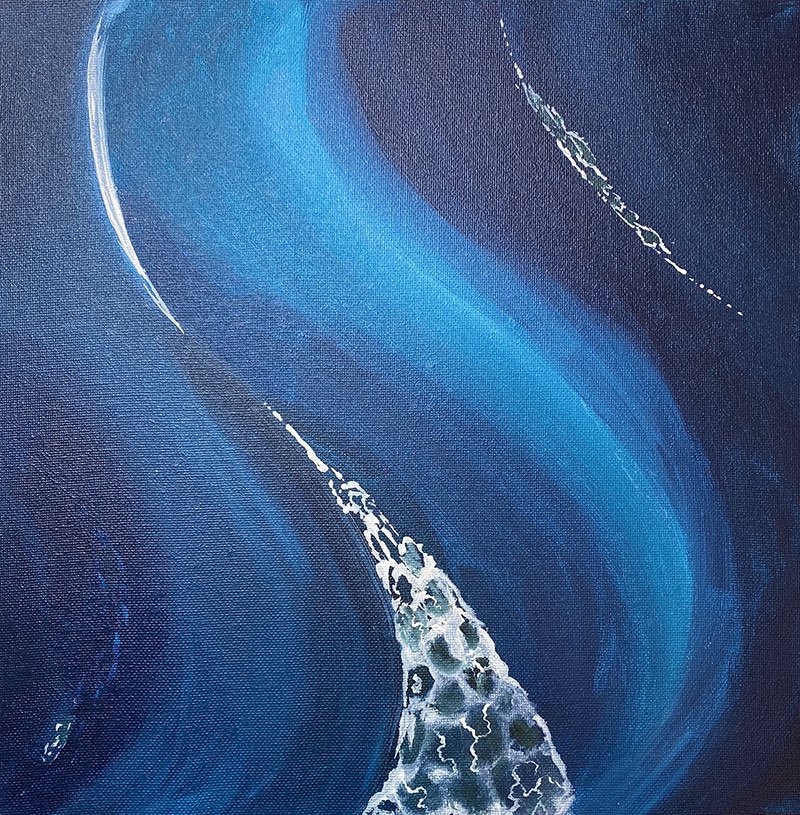 Bubbles Ride the Tide’ - Acrylic on square canvas - unframed - 12”x12”in - £160.jpg