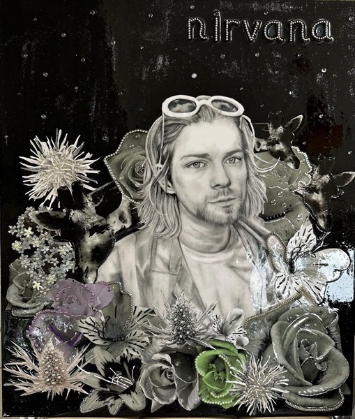 Kurt Cobain - 52x72 - mixed media - £200