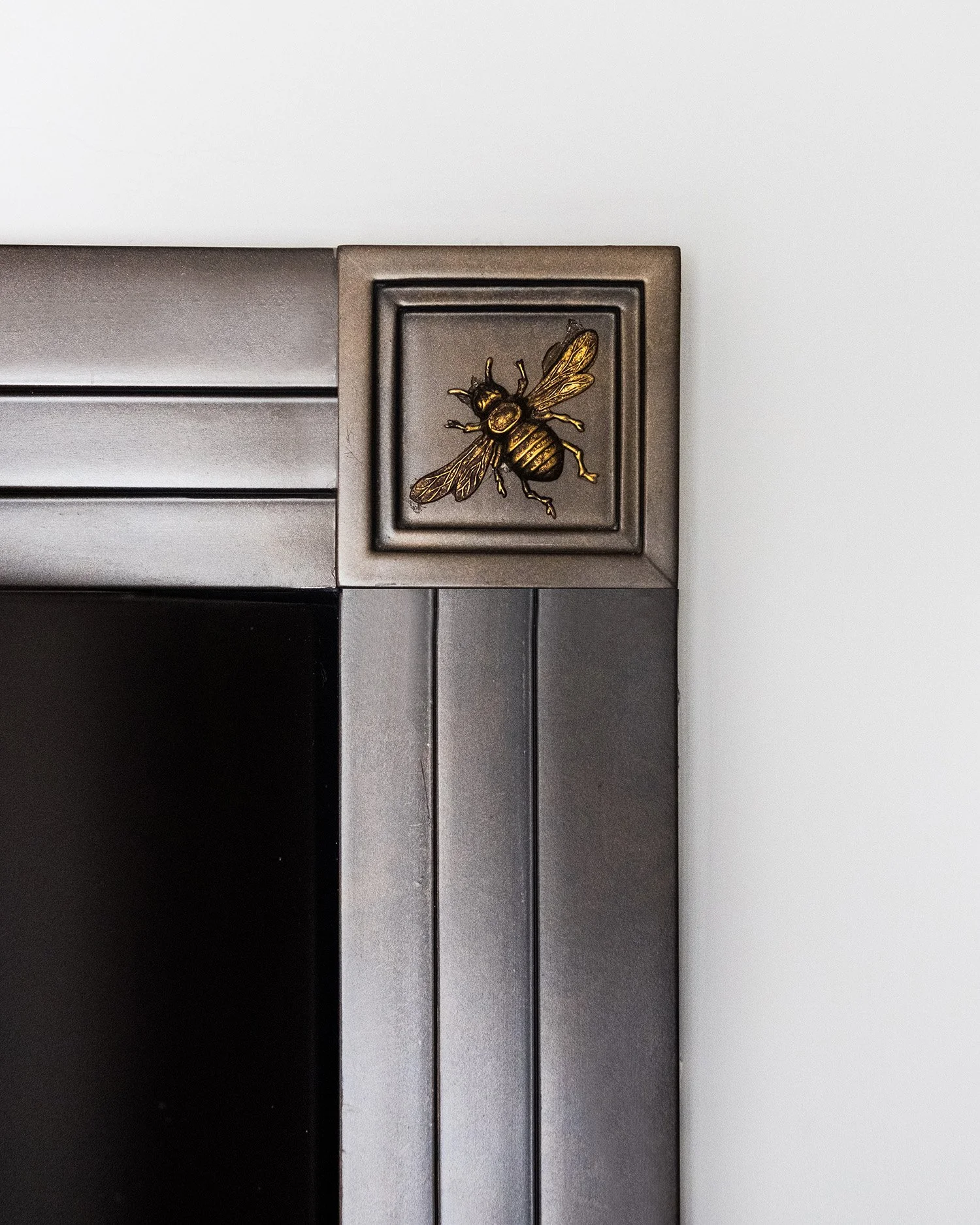 Showcasing detail and delicate design gives sensitivity and adds rich layers to a space. This bee detail was found in the salvage of an oil painting frame dating back to the 1930s, which is in keeping with the age of Belgravia House. We took the bee 