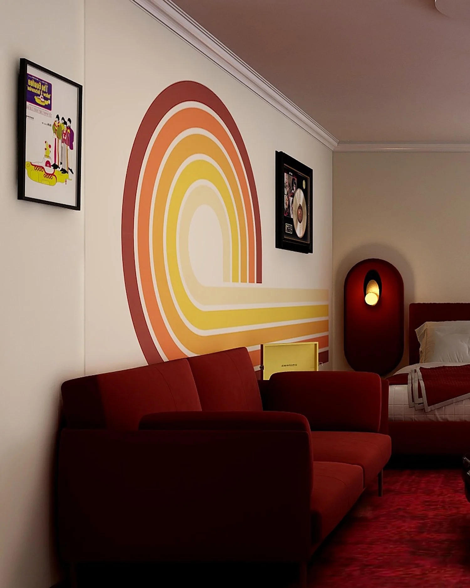 How can an apartment hotel space capture the spirit of a city?

At HomeToo in Liverpool, individual guest rooms were designed to reflect elements of the city&rsquo;s cultural identity. This music-inspired space explores how colour, graphic form and c