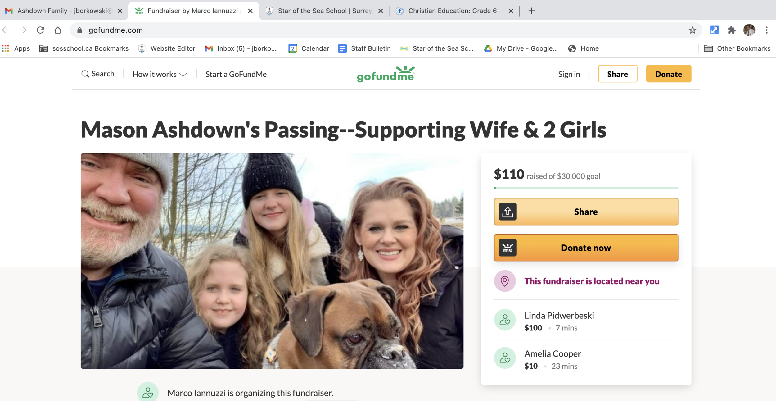 Go Fund Me Campaign for School Family