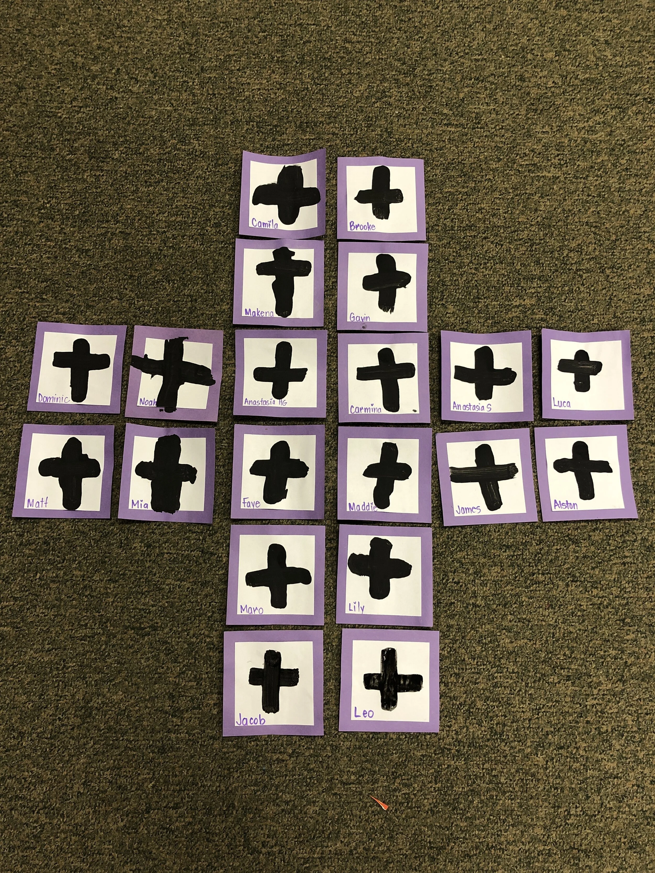 Lenten Crosses painted by Gr. One
