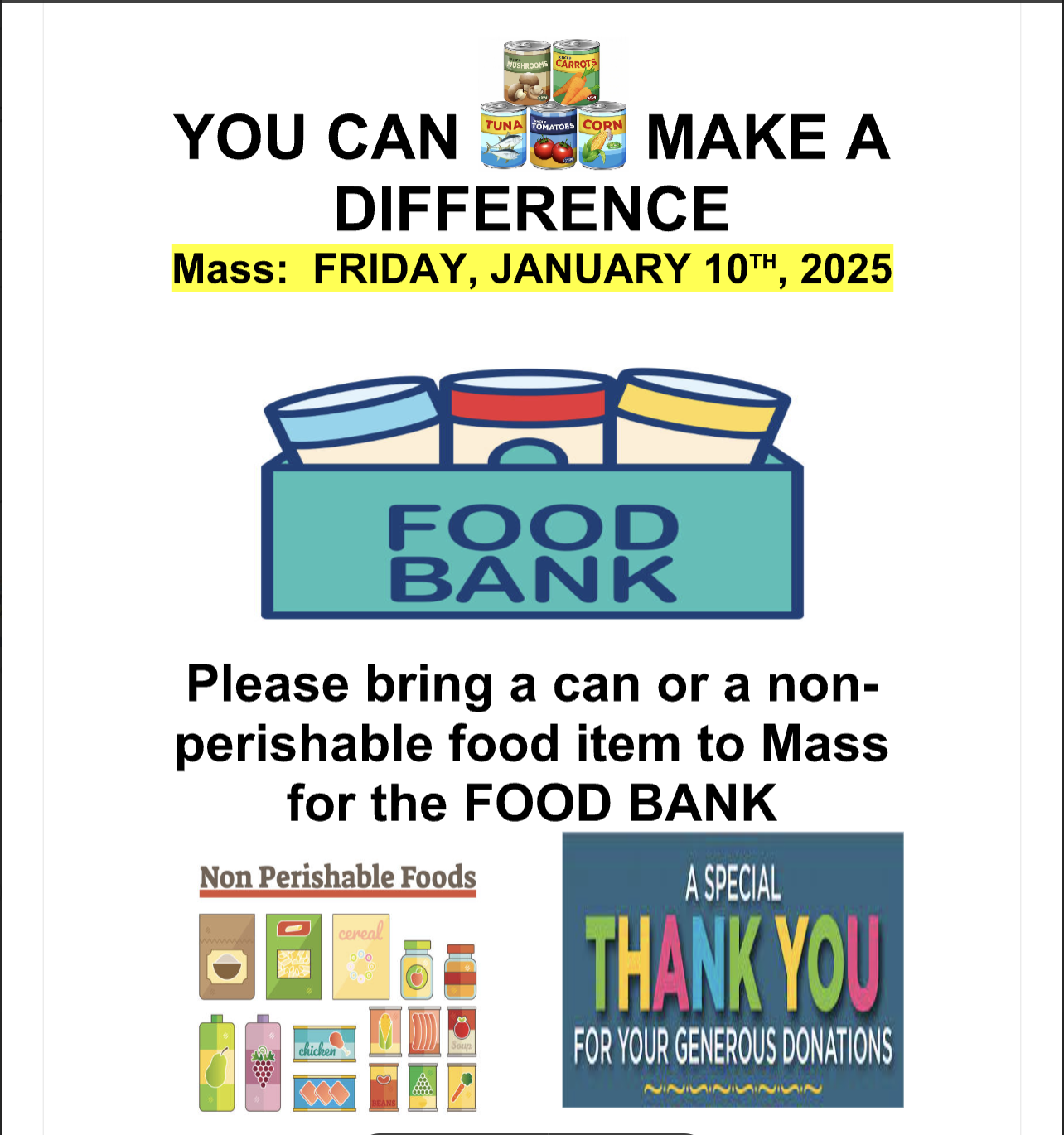 Food Bank Donations Requested