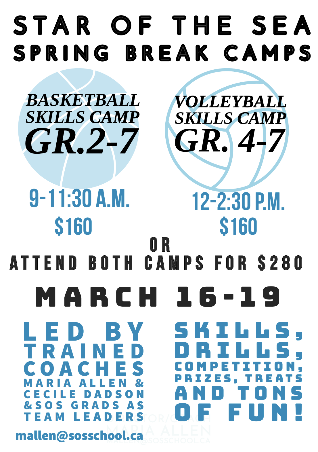 🏀 Spring Break Basketball and Volleyball Camps: March 16-19, 2026 🏐 