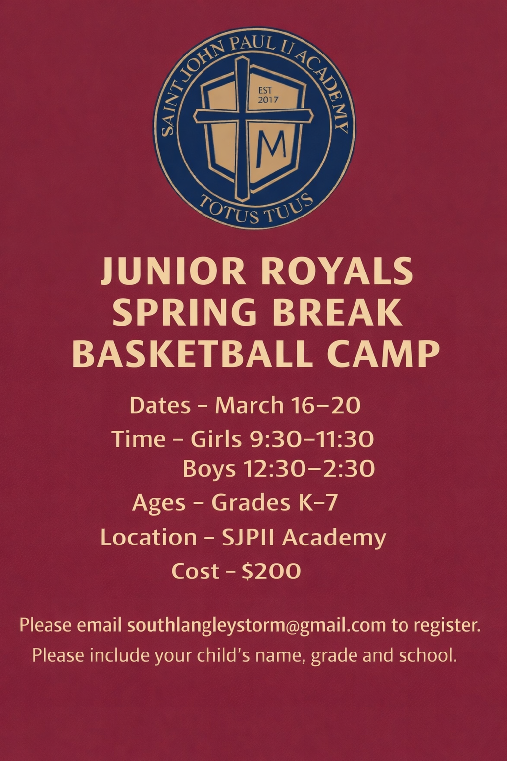 Spring Break Basketball Camp @ SJPII