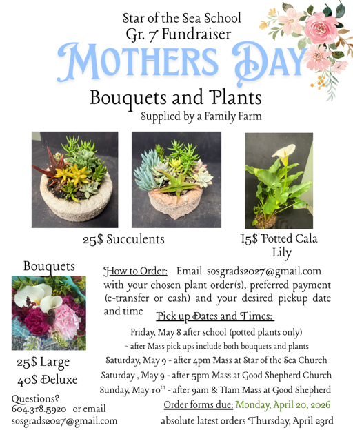 🌸 Mother’s Day Fundraiser: Bouquets &amp; Plants 🌸