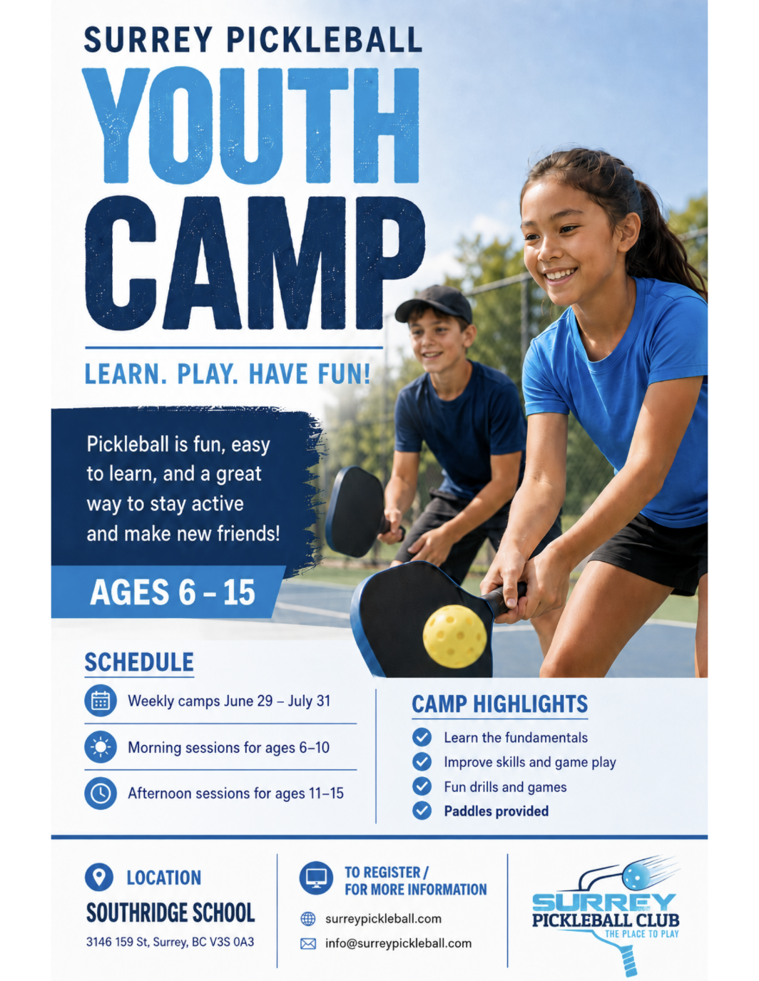 Youth Pickleball Summer Camps