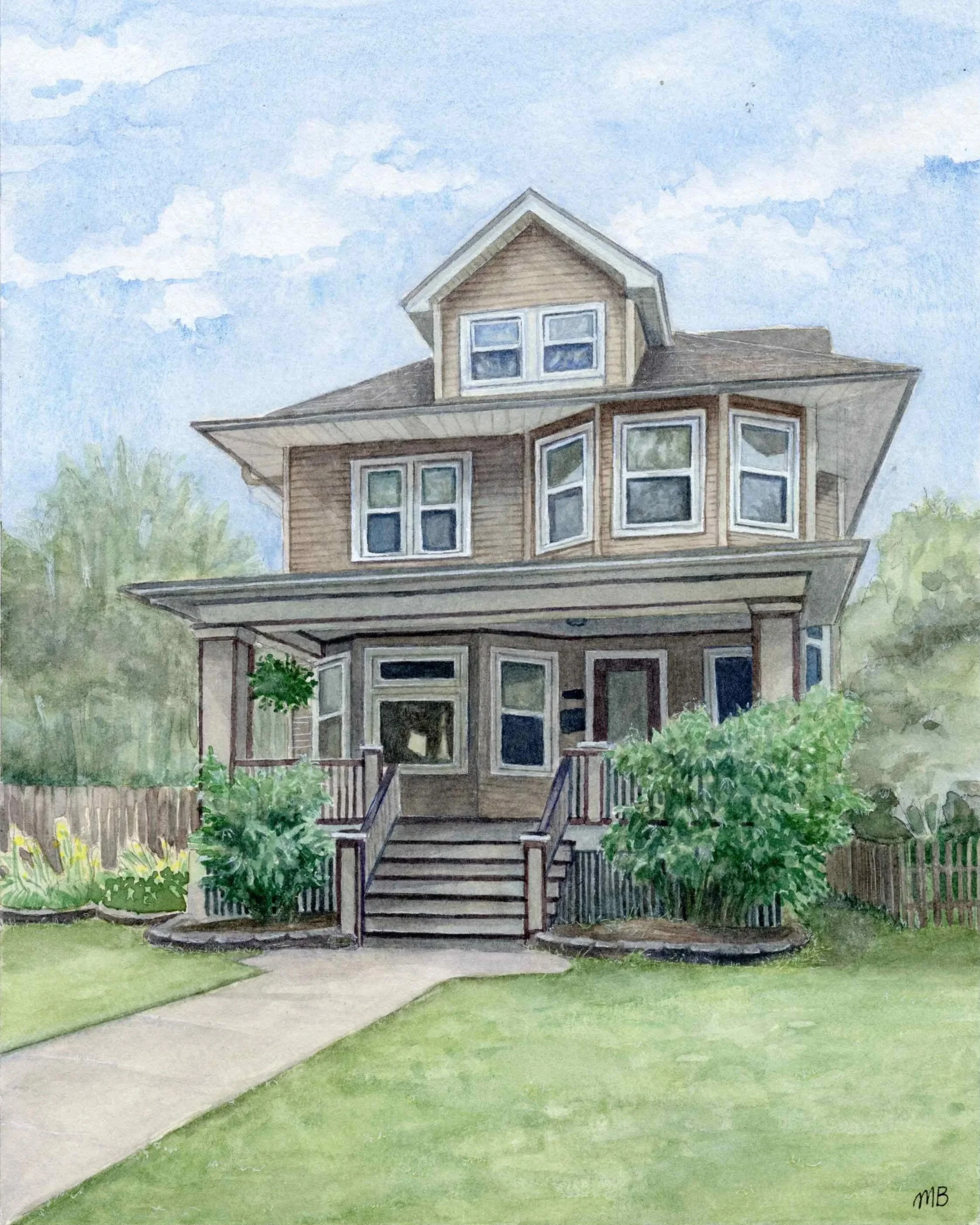 8x10" watercolor house portrait - 2026