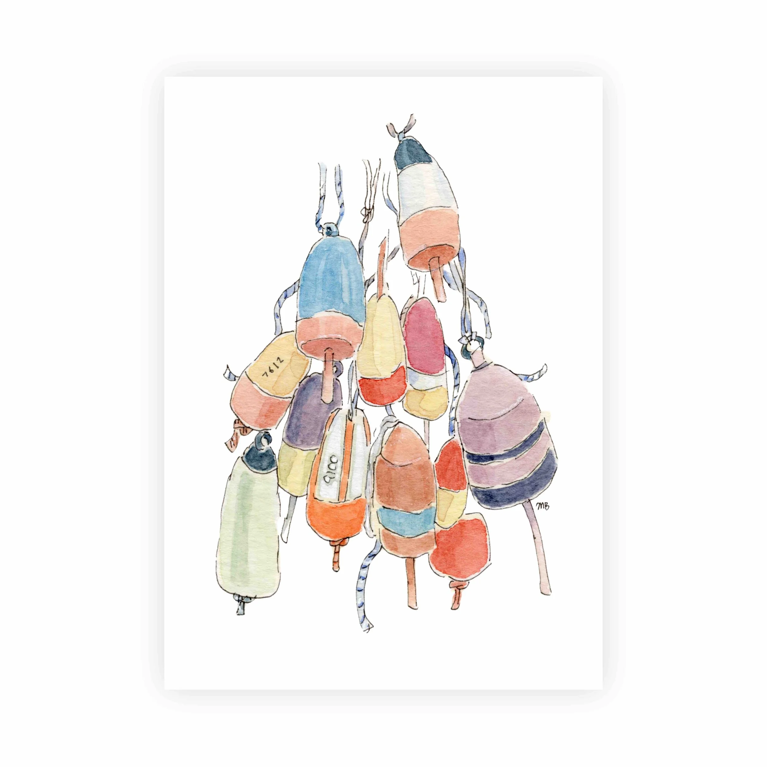 Buoy Bundle Watercolor Painting Print | 5x7" Unframed