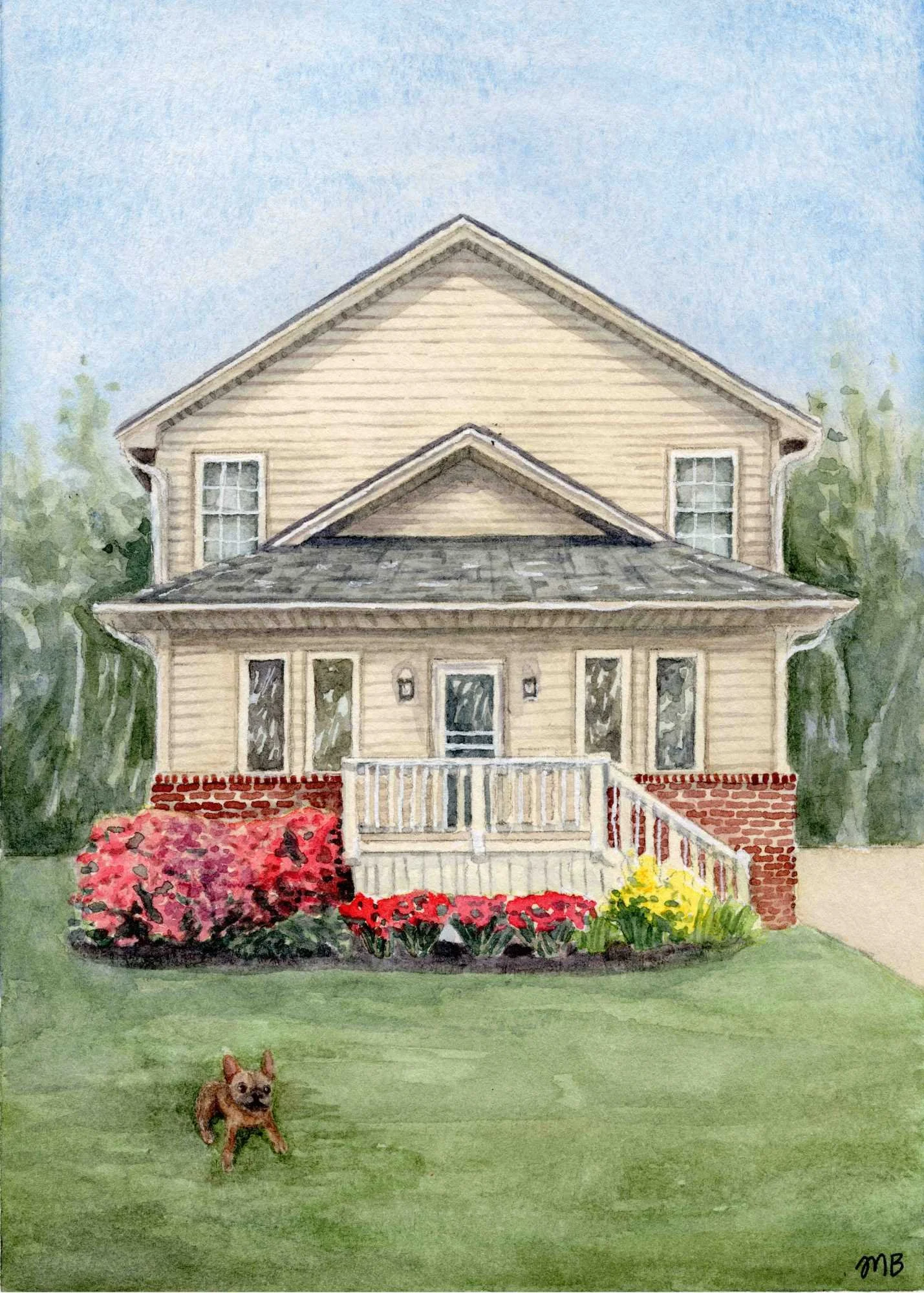 5x7" watercolor house portrait–2025