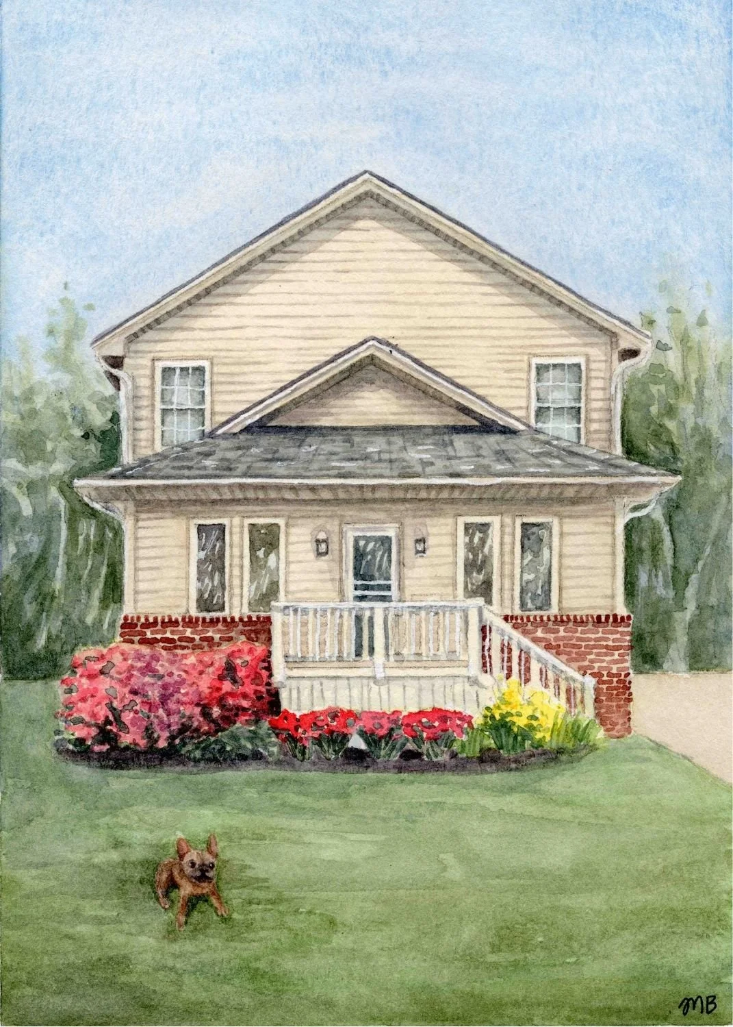 5x7" watercolor house portrait–2025