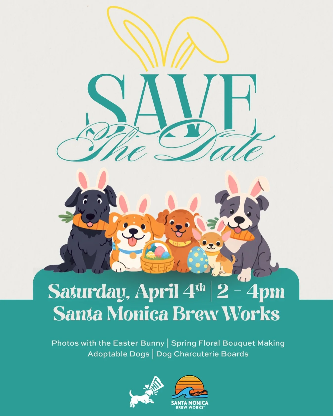 Save the date! 🐣🌷

Join us on Saturday, April 4th from 2&ndash;4 PM at @santamonicabrewworks for a special Easter adoption event you won&rsquo;t want to miss!

Bring your pup(s) and snap a photo with the Easter Bunny, create your own beautiful spri
