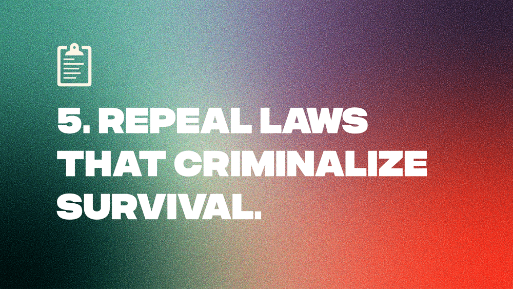 5. Repeal Laws that Criminalize Survival
