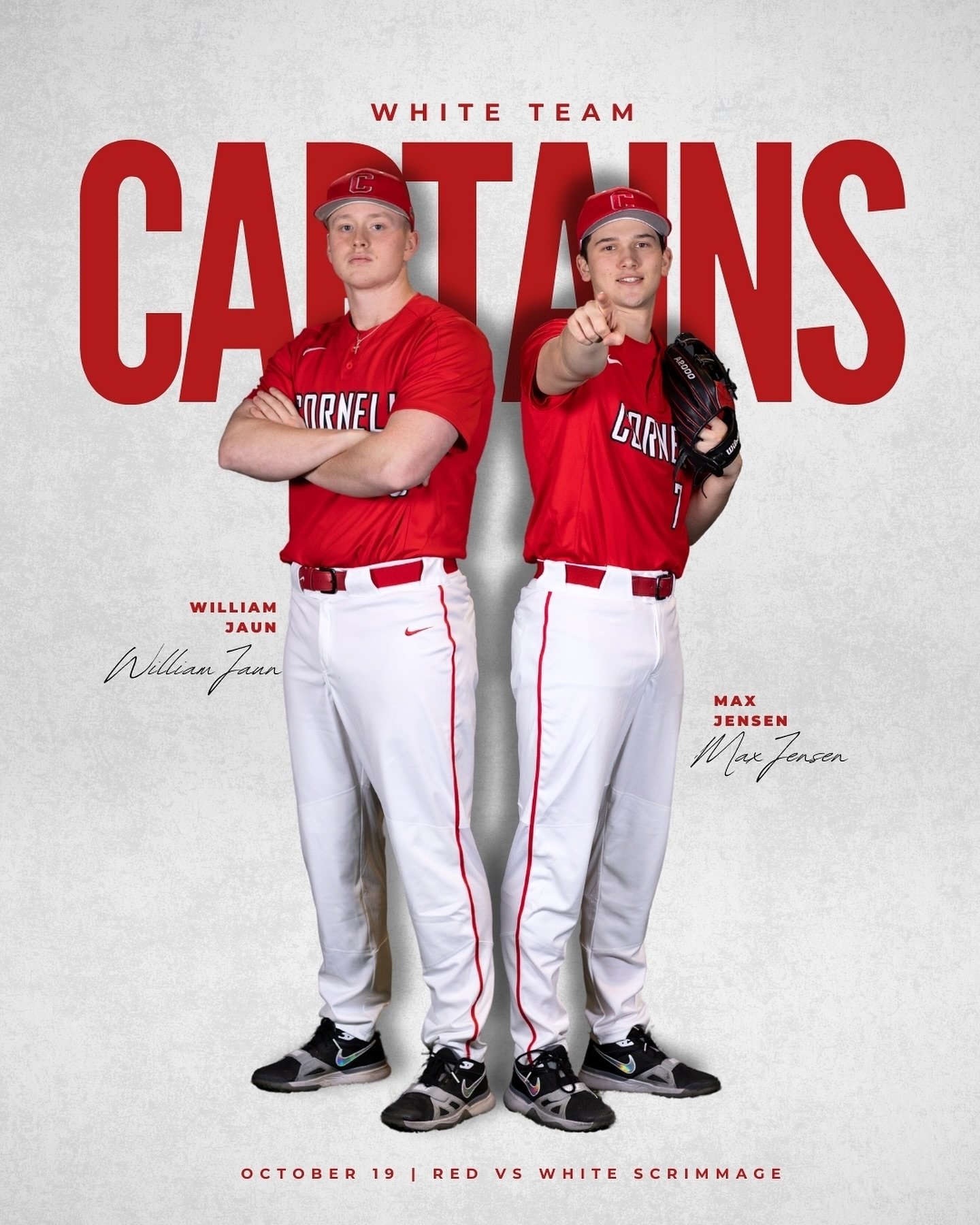 Your official WHITE TEAM ❕⚾️🏳️

Getting ready for this Saturday&rsquo;s Red v White scrimmage&hellip;👀

#YELLCORNELL
