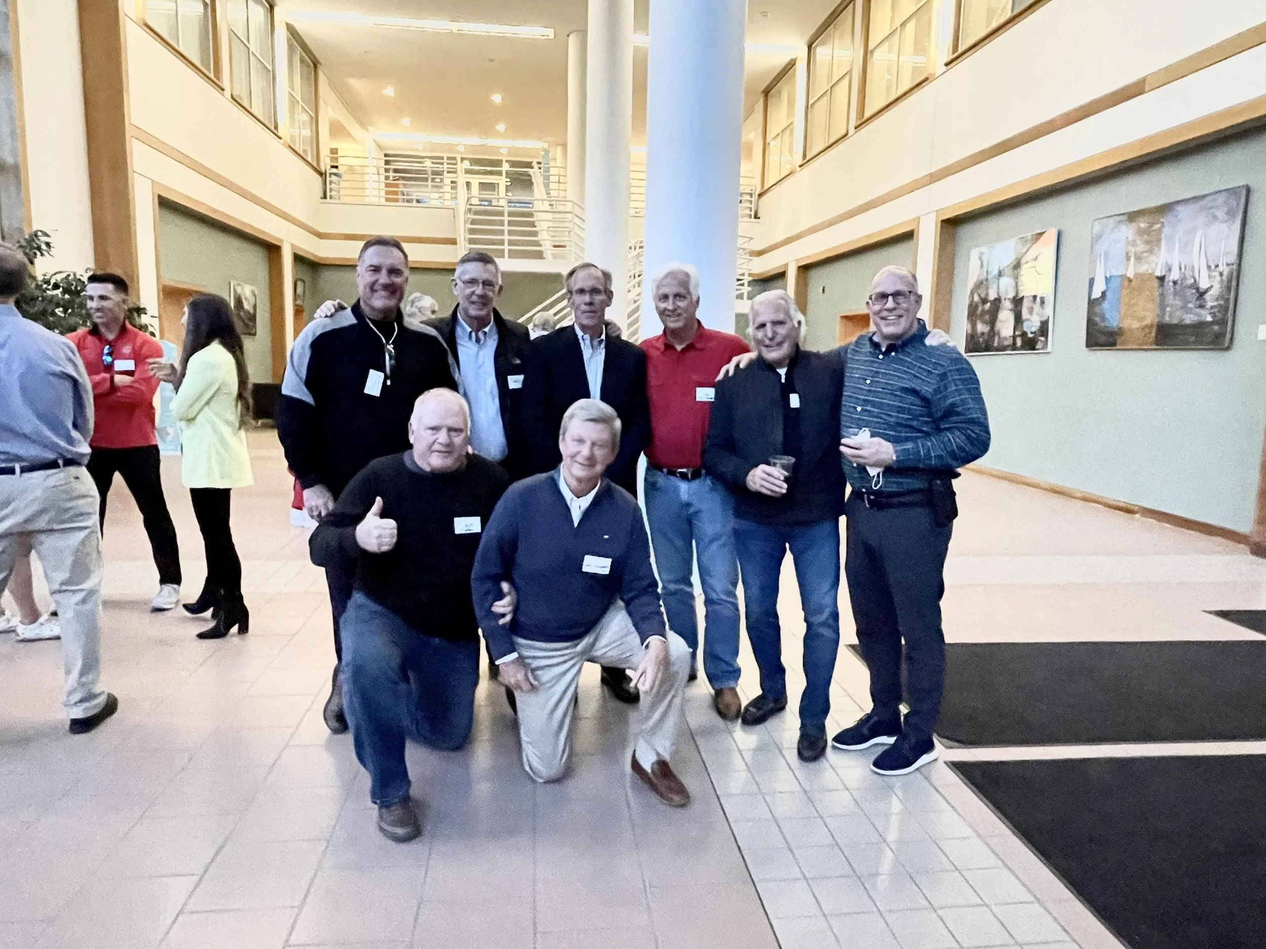 Top: Gary Kaczor '80, Tom Scott '78, Steve Hensler '77, Ken Veenema '77, Frank Calaguire '73, Cal Fastuca '78
Bottom: Bill Totten '73, John Dougherty '72